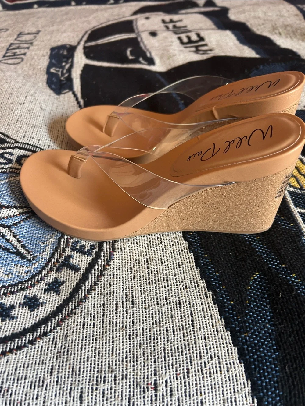 Wild Pair Clear-Strap Tan Platform Flip Flops